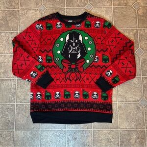 Star Wars Darth Vader Stormtroopers Ugly Christmas Sweater Wreath Bow Youth XL